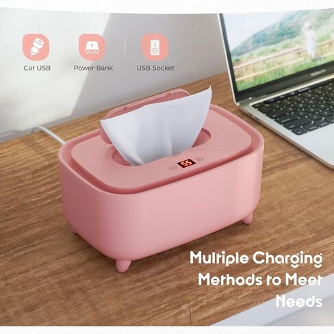 أداة مسح المناديل المبللة من جراثيا للاستخدام في السيارة والمنزل، موزع مناديل مبللة للأطفال وأداة تدفئة مناديل الحفاضات مع عرض درجة الحرارة، وحقيبة مناديل مبللة لحديثي الولادة، وهدايا استحمام الطفل (وردي) in Kuwait