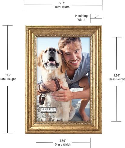 إطار صورة خشبي من التصميمات malden International كلاسيكية ، مقاس 4 X 6 ، باللون الذهبي in Kuwait