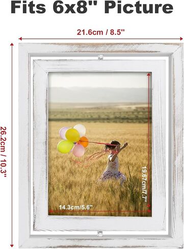 Egofine 2 Pack 5x7 Rotating Floating Picture Frames,Double-Sided Display with HD Glass Front Wooden Distressed Frame for Vertical or Horizontal Tabletop Display, Carbonization in Kuwait