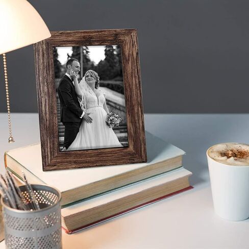 Q.Hou 8x10 Picture Frame Wood Patten Rustic Brown Photo Frames Packs 4 with High Difinition Glass for Tabletop or Wall Decor (QH-PF8X10-BR) in Kuwait