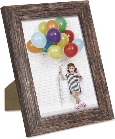 Q.Hou 8x10 Picture Frame Wood Patten Rustic Brown Photo Frames Packs 4 with High Difinition Glass for Tabletop or Wall Decor (QH-PF8X10-BR) in Kuwait