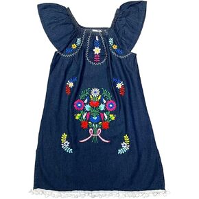 unik Infants and Little Girls Traditional Mexican Embroidered Cotton Dresses