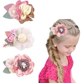Flower Hair Clip,3 Pack Hair Bows Floral Barrettes Hair Accessories Alligator Clips for Baby Girl Infants Toddlers Teen Kids Gift #2 in Saudi Arabia