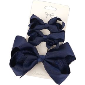3pcs Baby Glitter Bows Hair Clips Little Girls Toddler Infants Alligator Clip Hair Accessories (Navy Blue) in Kuwait