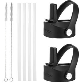 IRON °FLASK Flex Straw Lid for Wide Mouth Insulated Sports Water Bottles, Simple BPA Free, 2 Lids, 4 Straws, 2 Cleaning Brushes (Black) in Kuwait
