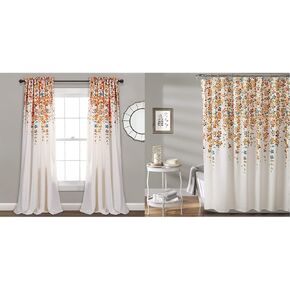 Lush DecorLush Decor مجموعة ستائر النوافذ المعتمة على شكل زهور تبكي (زوج)، 84 × 52 بوصة، فيروزي ويوسفي، عدد 2 وستارة دش فيروزي/يوسفي 72X72Lush ديكور in Saudi Arabia