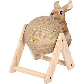 لعبة خدش الارانب لمستلزمات الارانب، كرة خدش من خشب السيزال الطبيعي للارانب الداخلية والشنشيلة والحيوانات الصغيرة، العاب النمس (مقاس M) in Kuwait