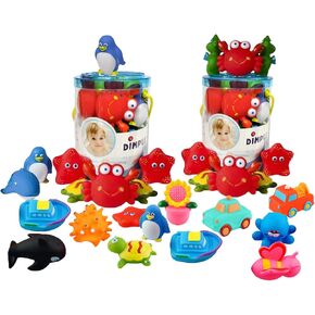 Dimple Set of 20 Floating Bath Toys, Sea Animals Squirter Toys for Boys & Girls, Assorted Sea Animals Friends, Squeeze to Spray! Tons of Fun, Great for Kids & Toddlers