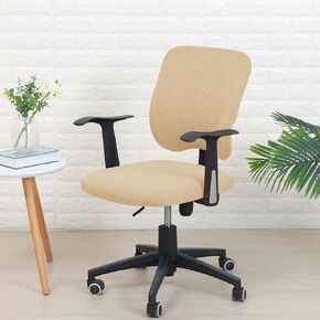 Sunnyway Stretchable Office Chair Cover Set - Elastic Fit Desk Chair Slipcover for Seat and Back, Removable and Easy-Care Chair Cover for Computer, Bedroom, and Office Chairs (Beige)