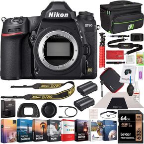 Nikon D780 Full Frame 4K FX DSLR Camera + 24-120mm VR Lens Kit Bundle with Photo and Video Professional Editing Software Suite, Deco Gear Camera Bag, 2X Rechargeable Battery, 64GB Card & Accessories in Saudi Arabia