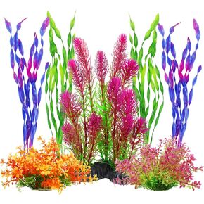 MyLifeUNIT Artificial Aquarium Plants, Plastic Fish Tank Plants for Aquarium Decorations, Pack of 7 (Style B) in Kuwait