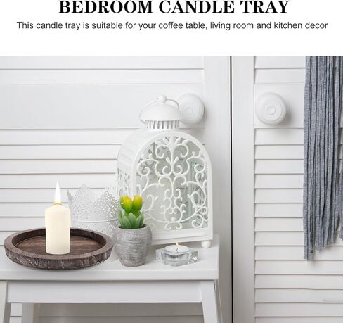 صينية شموع دائرية للمنزل من بريتيزوم خشبية بسيطة حامل شموع ديكور طاولة بني فاتح هدايا الحفلات in Kuwait