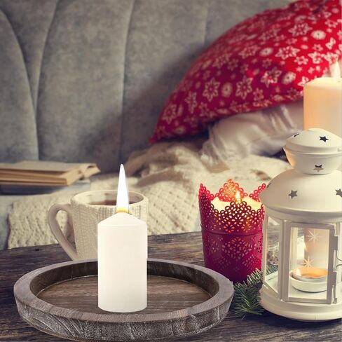 صينية شموع دائرية للمنزل من بريتيزوم خشبية بسيطة حامل شموع ديكور طاولة بني فاتح هدايا الحفلات in Kuwait