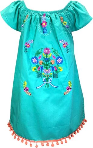 unik Infants and Little Girls Traditional Mexican Embroidered Cotton Dresses in Saudi Arabia