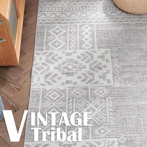 jinchan boho المطبخ عداء البساط 3x8 خمر البساط المدخل البساط قابل للغسل البساط الهندسي عداء غير زلة القبلية رقيقة البساط مزرعة السجاد عداء لغرفة النوم الحمام غرفة الغسيل غرفة المعيشة رمادي عاجي in Kuwait
