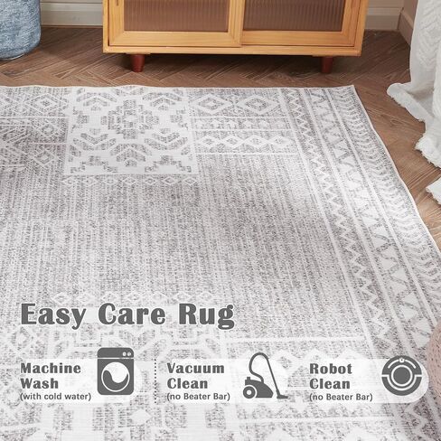jinchan boho المطبخ عداء البساط 3x8 خمر البساط المدخل البساط قابل للغسل البساط الهندسي عداء غير زلة القبلية رقيقة البساط مزرعة السجاد عداء لغرفة النوم الحمام غرفة الغسيل غرفة المعيشة رمادي عاجي in Kuwait