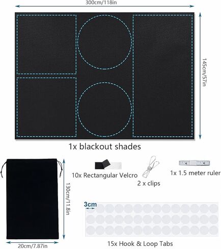 ستائر تعتيم محمولة مقاس 118 بوصة × 57 بوصة، ظلال تعتيم للنوافذ 100%، ستارة تعتيم عمياء، غطاء نافذة معتم لغرفة النوم، والسفر، وحضانة الأطفال، والمكتب (118 بوصة × 57 بوصة) in Kuwait