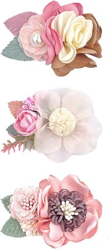 Flower Hair Clip,3 Pack Hair Bows Floral Barrettes Hair Accessories Alligator Clips for Baby Girl Infants Toddlers Teen Kids Gift #2 in Saudi Arabia