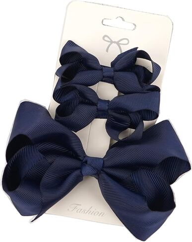 3pcs Baby Glitter Bows Hair Clips Little Girls Toddler Infants Alligator Clip Hair Accessories (Navy Blue) in Saudi Arabia