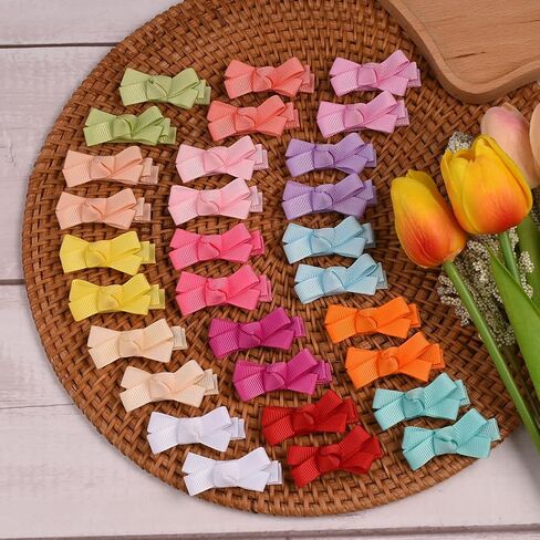 EEBON No Slip Baby Hair Clips Small Hair Bows Toddler Hair Accessories Baby Girls Barrettes Fully Covered 30pcs in Kuwait