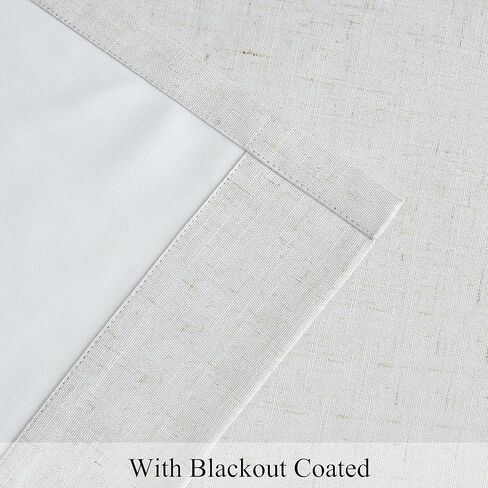 ستائر تعتيم كاملة مطوية بألواح من الكتان، مجموعات معالجة النوافذ المعزولة حرارياً مع علامة تبويب خلفية لمنزل المزرعة وغرفة المعيشة وغرفة النوم، ستارة موفرة للطاقة مع خطافات، 40 بوصة × 95 بوصة × 2، طبيعي in Kuwait