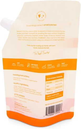 مرق العظام الثابت على الرف للحيوانات الأليفة من سمولباتش، 3 عبوات، 16 أونصة سائلة لكل منها (إجمالي 48 أونصة سائلة)، وصفة الدجاج العضوية، الجزء العلوي للكلاب والقطط in Kuwait