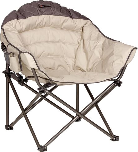 Lippert Big Bear Duotone Camping Chair - Dark Grey with Sand Accent, Comfortable Round Shape, Oversized Pillow Cushions, Powder Coated Steel, 600D Polyester Fabric, 300 lb. Capacity, 2022114817 in Saudi Arabia