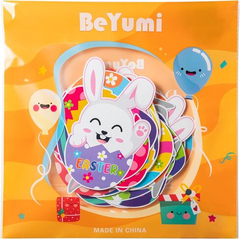 BeYumi 45pcs بيضة عيد الفصح القواطع نشرة لوحة الديكور مجموعة ملونة البيض الأرنب الفرخ الشارات ملصقات DIY Cardstock ورقة انقطاع سعيد عيد الفصح البيض هانت لعبة حزب اللوازم الديكور لغرفة النوم الفصول الدراسية in Kuwait