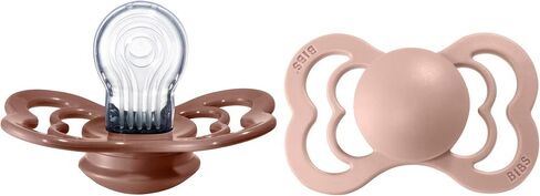 BIBS Pacifiers - Supreme Collection | BPA-Free Baby Pacifier | Made in Denmark | Set of 2 Woodchuck/Blush Color Premium Soothers | Size 6-18 Months in Saudi Arabia
