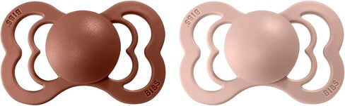 BIBS Pacifiers - Supreme Collection | BPA-Free Baby Pacifier | Made in Denmark | Set of 2 Woodchuck/Blush Color Premium Soothers | Size 6-18 Months in Saudi Arabia