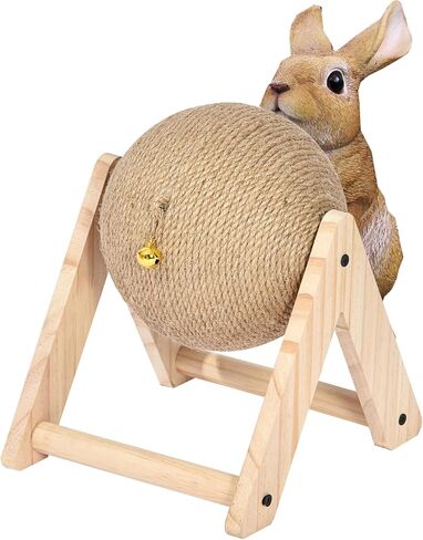 لعبة خدش الارانب لمستلزمات الارانب، كرة خدش من خشب السيزال الطبيعي للارانب الداخلية والشنشيلة والحيوانات الصغيرة، العاب النمس (مقاس M) in Kuwait