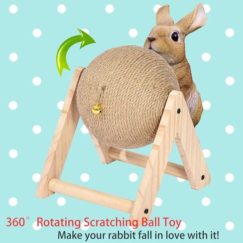 لعبة خدش الارانب لمستلزمات الارانب، كرة خدش من خشب السيزال الطبيعي للارانب الداخلية والشنشيلة والحيوانات الصغيرة، العاب النمس (مقاس M) in Kuwait