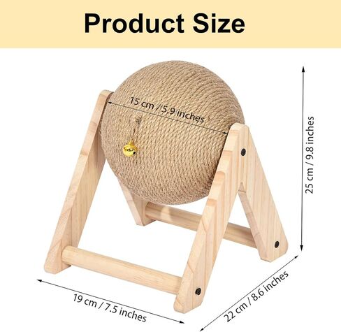 لعبة خدش الارانب لمستلزمات الارانب، كرة خدش من خشب السيزال الطبيعي للارانب الداخلية والشنشيلة والحيوانات الصغيرة، العاب النمس (مقاس M) in Kuwait