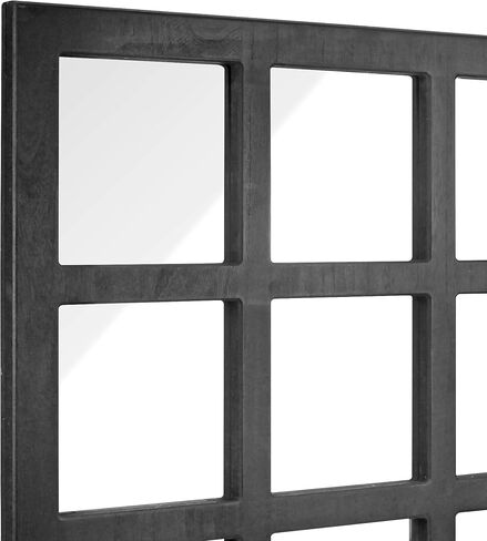 Stonebriar 23.5" x 23.5" Square Black 9 Window Pane Hanging Wall Mirror with Attached Mounting Brackets, Decorative Rustic Decor for The Living Room, Bedroom, Bathroom, Hallway, and Entryway in Saudi Arabia