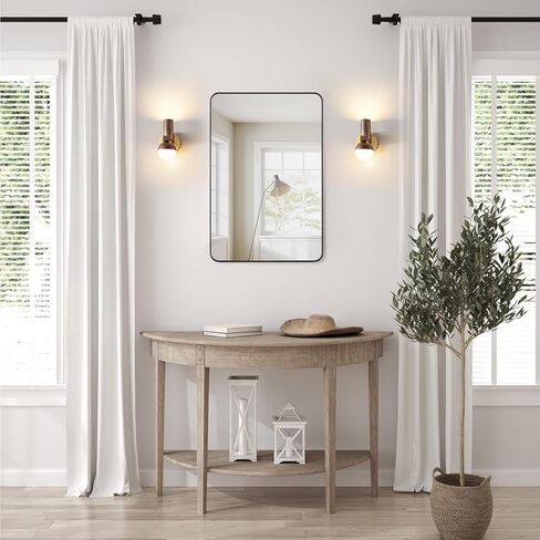 مرآة حائط ALTAIR مقاس 48 بوصة × 30 بوصة للحمام مصقولة باللون الذهبي مستطيلة معدنية مؤطرة مرآة زينة للحمام مقاومة للرطوبة وديكور منزلي مضاد للصدأ in Kuwait