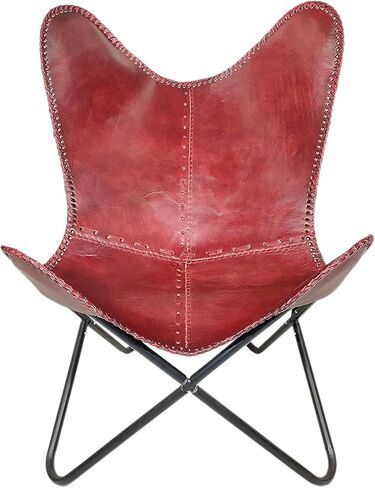 PRASTARA Leather Butterfly Chair – Leather Butterfly Chair Cover – Living Room Leather Chair Cover – Vintage Leather Chair Cover – Side Stitch Cover in Kuwait