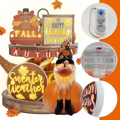 Christmas Tiered Tray Decorations Classic Design, Christmas Wooden Signs & Gnome Plush Decor 6 PCS for Home Indoor Table, Xmas Tabletop Farmhouse Rustic for Home Kitchen Holiday in Kuwait