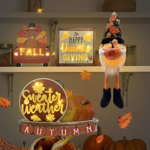 Christmas Tiered Tray Decorations Classic Design, Christmas Wooden Signs & Gnome Plush Decor 6 PCS for Home Indoor Table, Xmas Tabletop Farmhouse Rustic for Home Kitchen Holiday in Kuwait