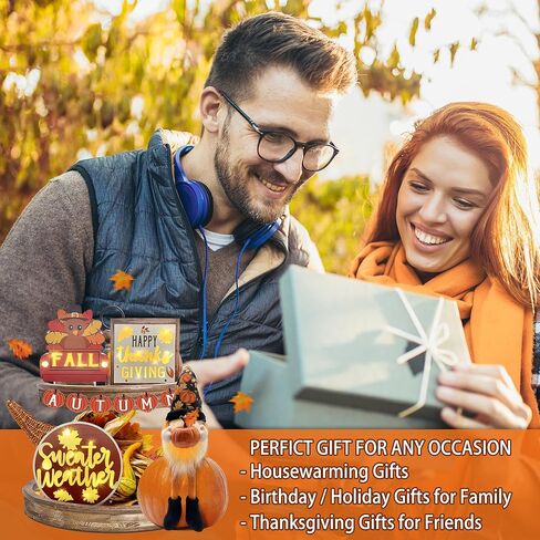 Christmas Tiered Tray Decorations Classic Design, Christmas Wooden Signs & Gnome Plush Decor 6 PCS for Home Indoor Table, Xmas Tabletop Farmhouse Rustic for Home Kitchen Holiday in Kuwait