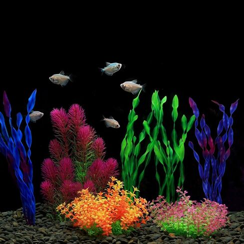 MyLifeUNIT Artificial Aquarium Plants, Plastic Fish Tank Plants for Aquarium Decorations, Pack of 7 (Style B) in Kuwait