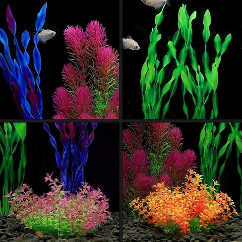 MyLifeUNIT Artificial Aquarium Plants, Plastic Fish Tank Plants for Aquarium Decorations, Pack of 7 (Style B) in Kuwait