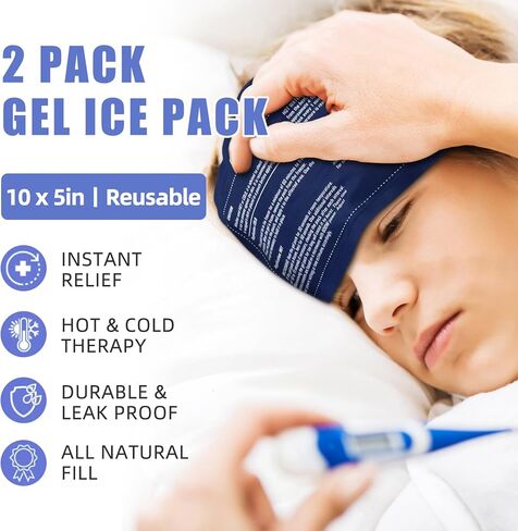عبوات ثلج جل من Tutmyrea للإصابات قابلة لإعادة الاستخدام، عبوتان من عبوات ساخنة وباردة قابلة لإعادة الاستخدام، ضغط للركبة والرقبة والمعصم والكاحل، حزمة ثلج ناعمة للإصابات، وتخفيف الألم، وإعادة التأهيل، والعلاج المرن in Kuwait