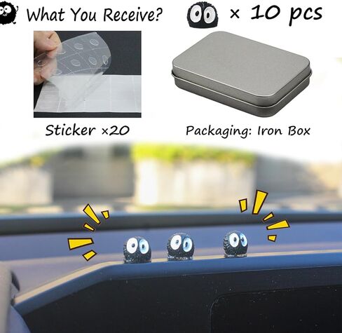 Refintural 20 Pcs Cute Soot Sprites Car Rearview Mirror Accessories - Funny Dashboard Decor for Cute Car Ornament Gifts and Interior Decors in Kuwait