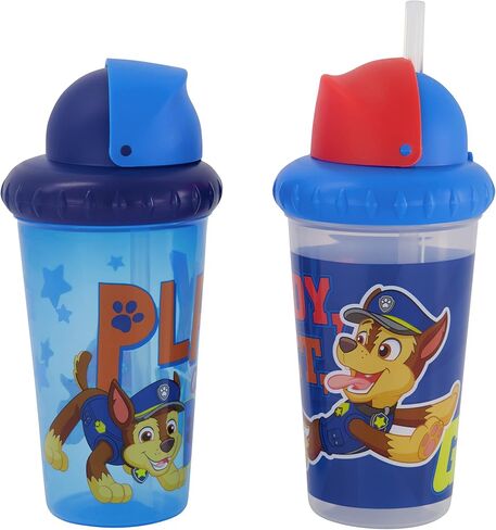 Nickelodeon Toddler Sippy Cups for Boys | 10 Ounce Paw Patrol Sippy Cup Pack of Two with Straw and Lid | Durable Blue Leak Proof Travel Water Bottle for Toddlers (Pack of 2) in Saudi Arabia