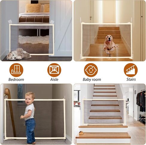 بوابة سحرية للكلاب، بوابة شبكية لحماية الحيوانات الاليفة، سياج امان محمول قابل للطي للحيوانات الاليفة، بوابات امان للاطفال تثبت في اي مكان لمدخل القاعة والسلالم in Kuwait