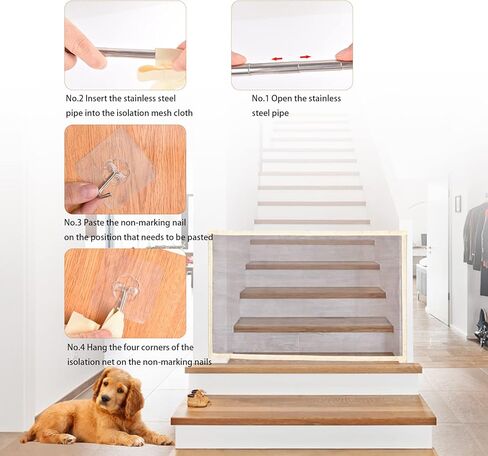 بوابة سحرية للكلاب، بوابة شبكية لحماية الحيوانات الاليفة، سياج امان محمول قابل للطي للحيوانات الاليفة، بوابات امان للاطفال تثبت في اي مكان لمدخل القاعة والسلالم in Kuwait