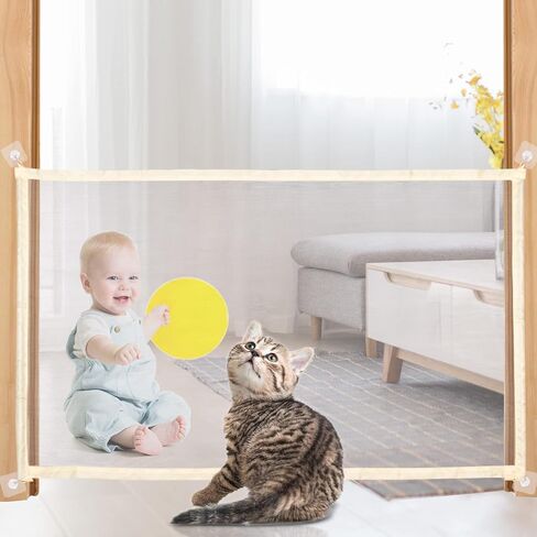 بوابة سحرية للكلاب، بوابة شبكية لحماية الحيوانات الاليفة، سياج امان محمول قابل للطي للحيوانات الاليفة، بوابات امان للاطفال تثبت في اي مكان لمدخل القاعة والسلالم in Kuwait