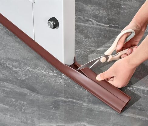 شريط إغلاق مفصل الباب - واقي مسودة الباب لأسفل الأبواب، شرائط عازلة للصوت والرياح قابلة للتعديل - تستخدم لمنع الهواء البارد والضوضاء والصوت والغبار والضوء والدخان والرائحة (بني) in Kuwait