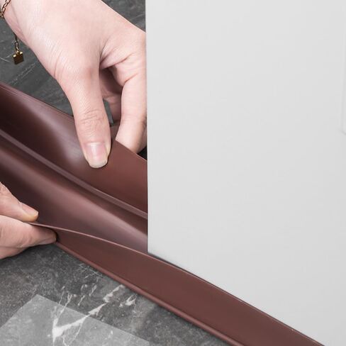 شريط إغلاق مفصل الباب - واقي مسودة الباب لأسفل الأبواب، شرائط عازلة للصوت والرياح قابلة للتعديل - تستخدم لمنع الهواء البارد والضوضاء والصوت والغبار والضوء والدخان والرائحة (بني) in Kuwait