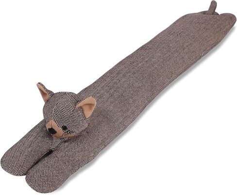 sanferge كيتي القط مسودة الباب سدادة لأسفل الباب، الثقيلة 3lb 34 بوصة النسيج الزخرفية تحت مسودة الباب مانع، نافذة مرجحة مشروع الحرس دليل الصوت توفير الطاقة تقليل ضوضاء الهواء، البني in Kuwait